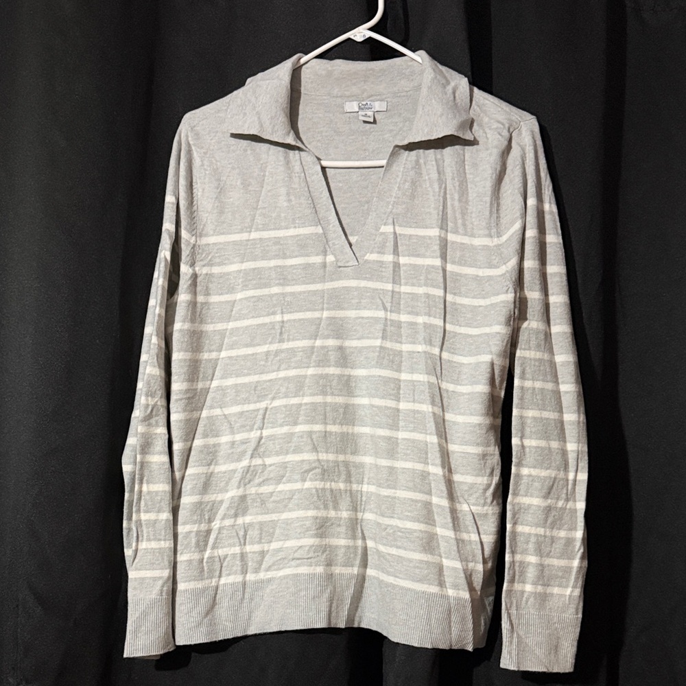 Croft & Barrow Gray and White Striped Sweater